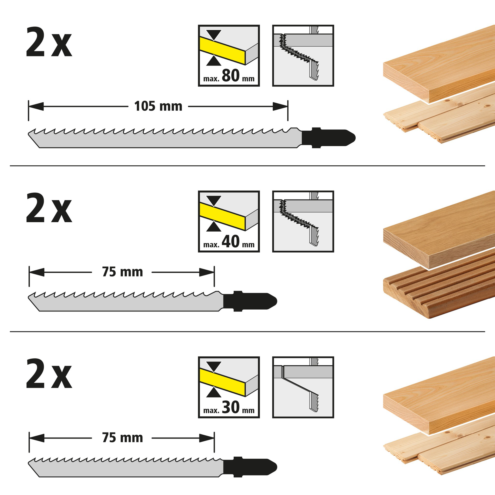 Jigsaw Blade Set, T-Shank, 12 Pcs.