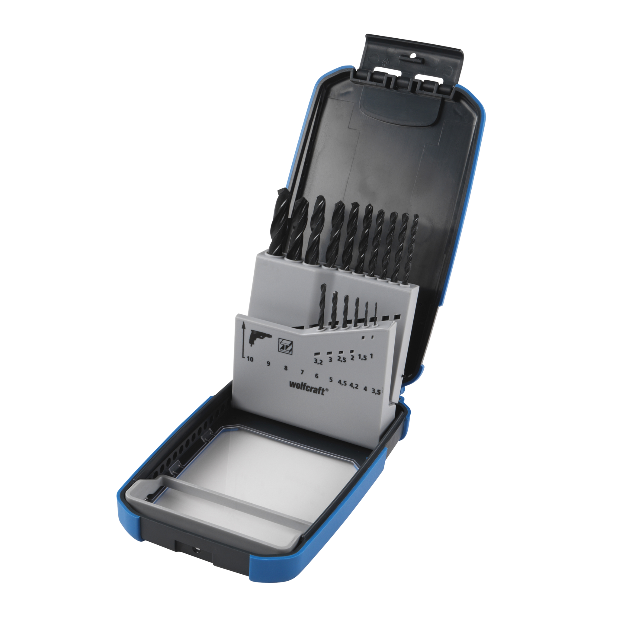 HSS Metal Drill Bit Set, rolled, Ø 1–10 mm, 16 Pcs.