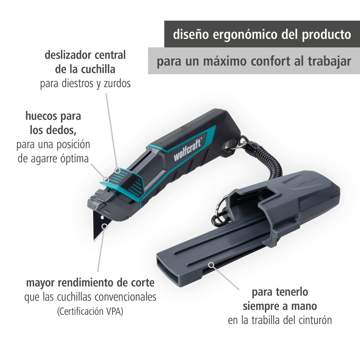 Trapezium Blade Knife PRO SAFETY with Sheath (es)