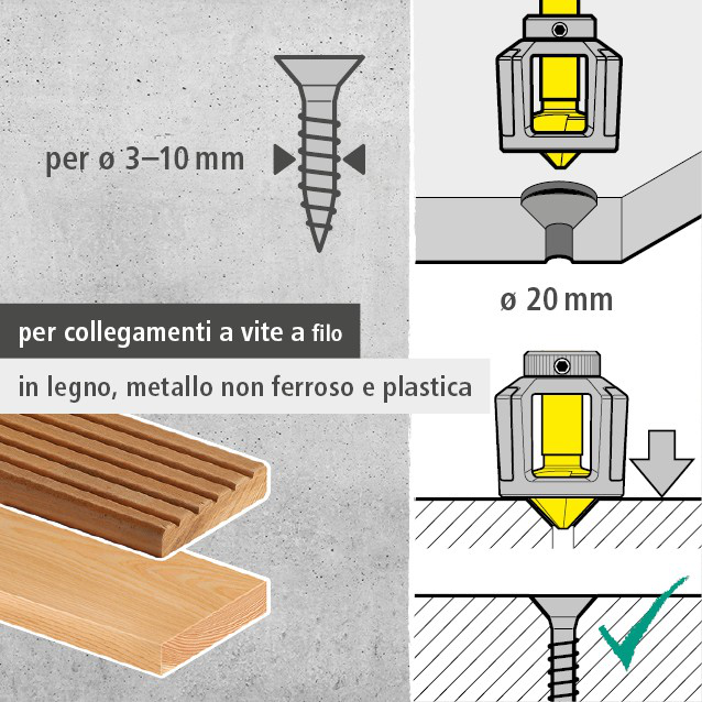 Countersink with Depth Stop, Hexagon Shank (it)