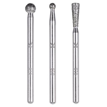 Diamond Mounted Point Set, Spherical and Tapered, 3 Pcs.