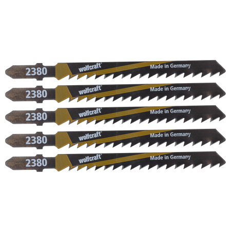 5 HCS Jigsaw Blades, T-shank, wood, fast rough cut
