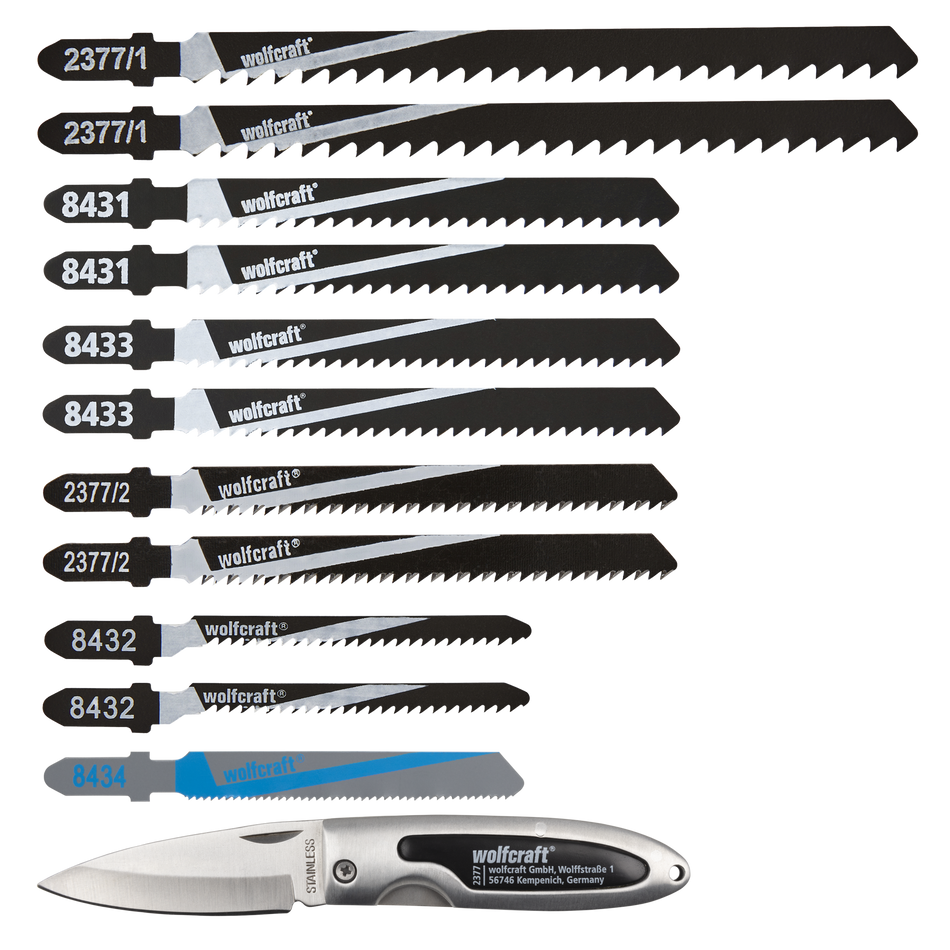 Jigsaw Blade Set, T-Shank, 12 Pcs.