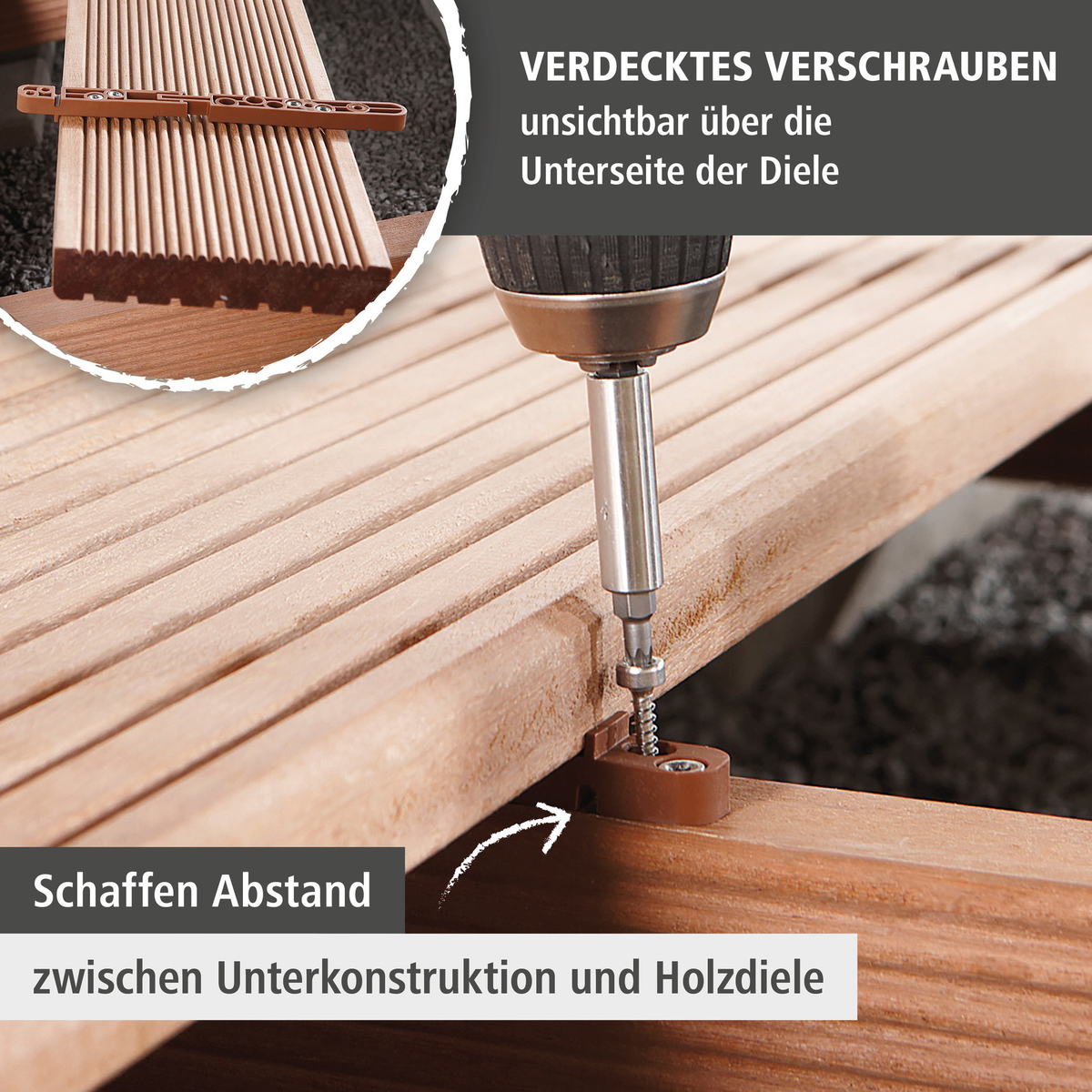 Joiner Set for Deck Boards “Concealed Fastening”, 700 pcs. (de)