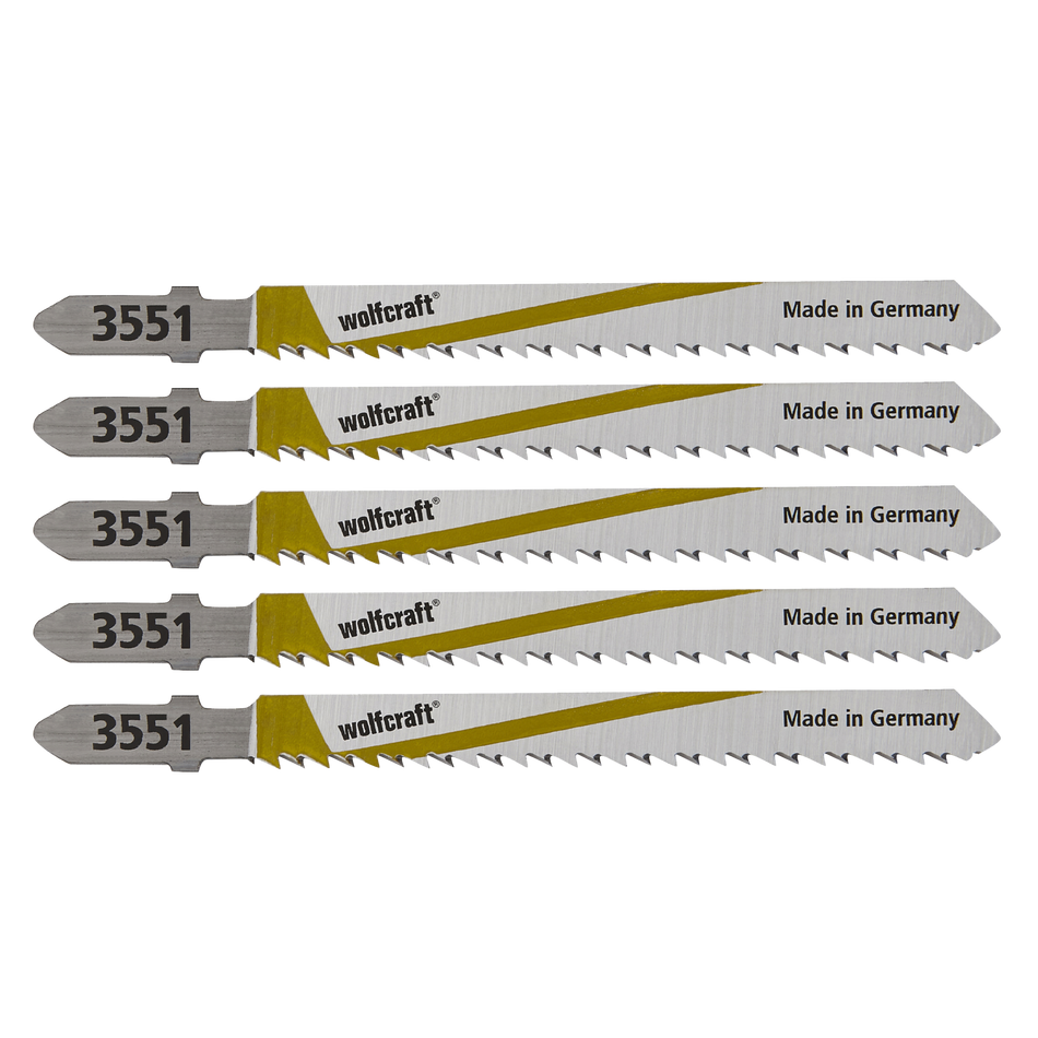 5 HCS Jigsaw Blades, T-shank, wood, clean cut