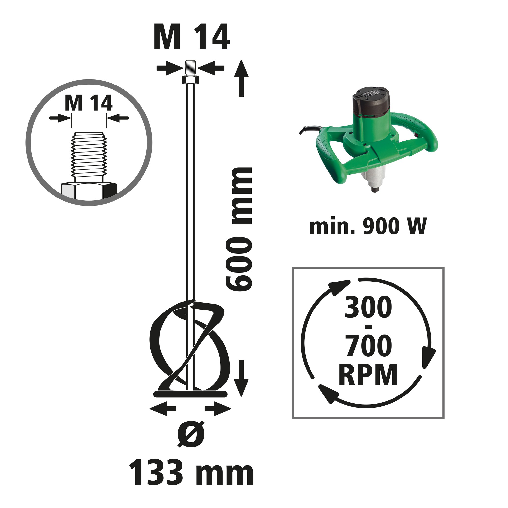 Heavy-Duty and Adhesive Mixer for Hand Mixers, Ø 133 mm