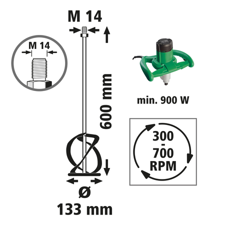 Heavy-Duty and Adhesive Mixer for Hand Mixers, Ø 133 mm