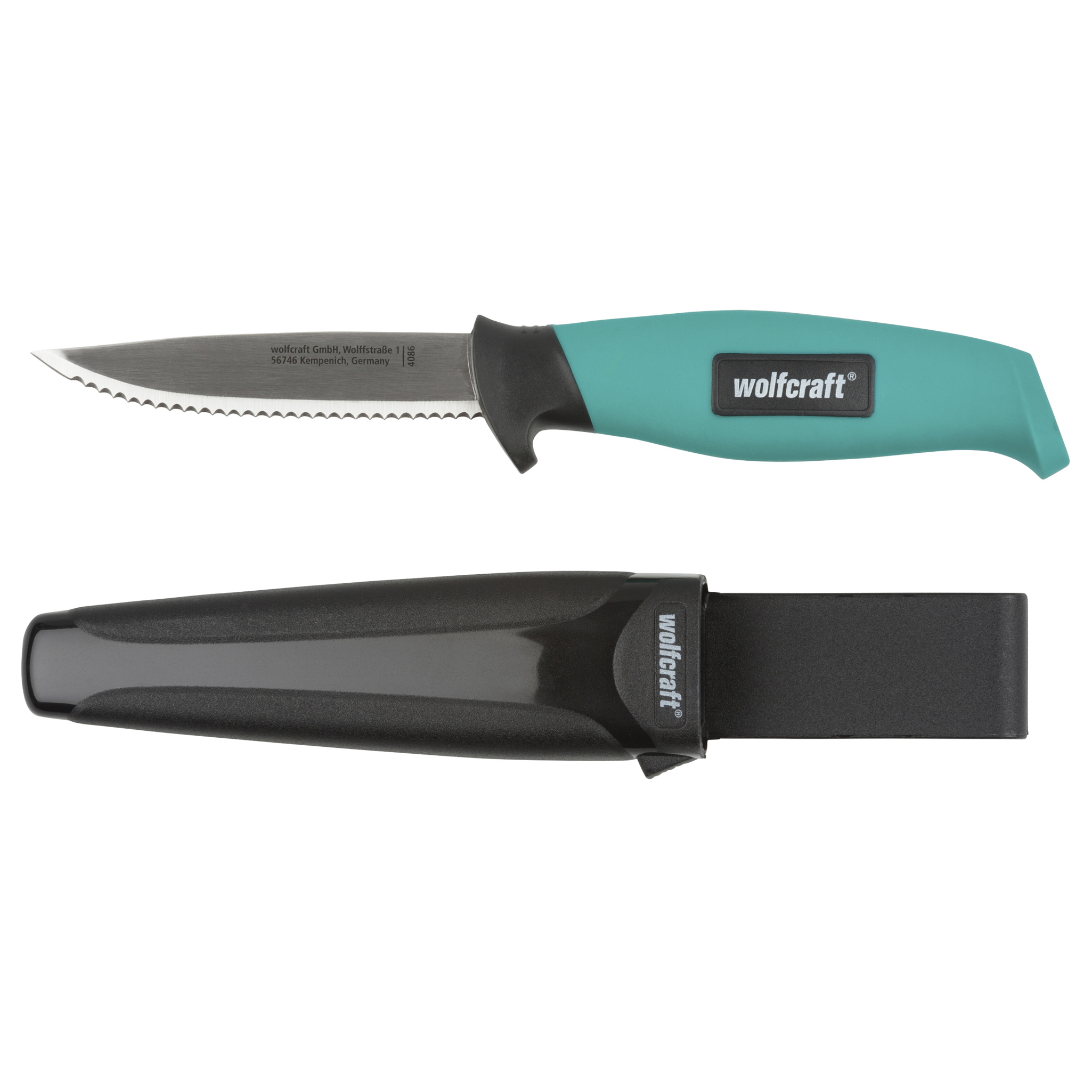 Outdoor Knife with Serrated Blade and Sheath - Image 1