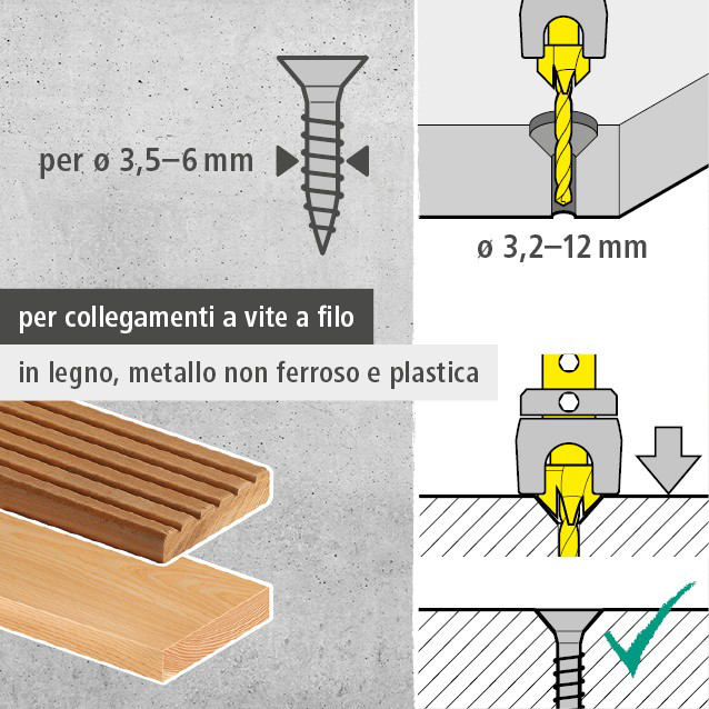 Screw Starter With Countersink and Depth Stop, Ø 4–5 mm (it)