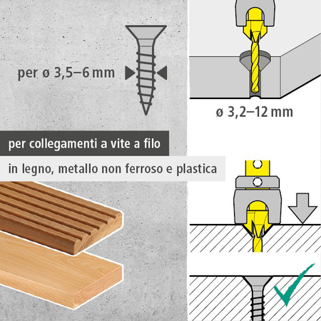 Screw Starter With Countersink and Depth Stop, Ø 4–5 mm (it)