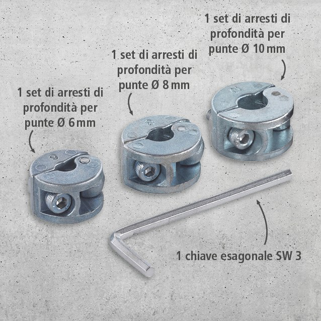 Universal Depth Stop Set, 3 Pcs. (it)