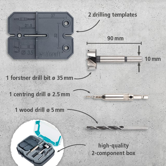 Hinge hole set, Ø 35 mm, 5 pcs. (en)
