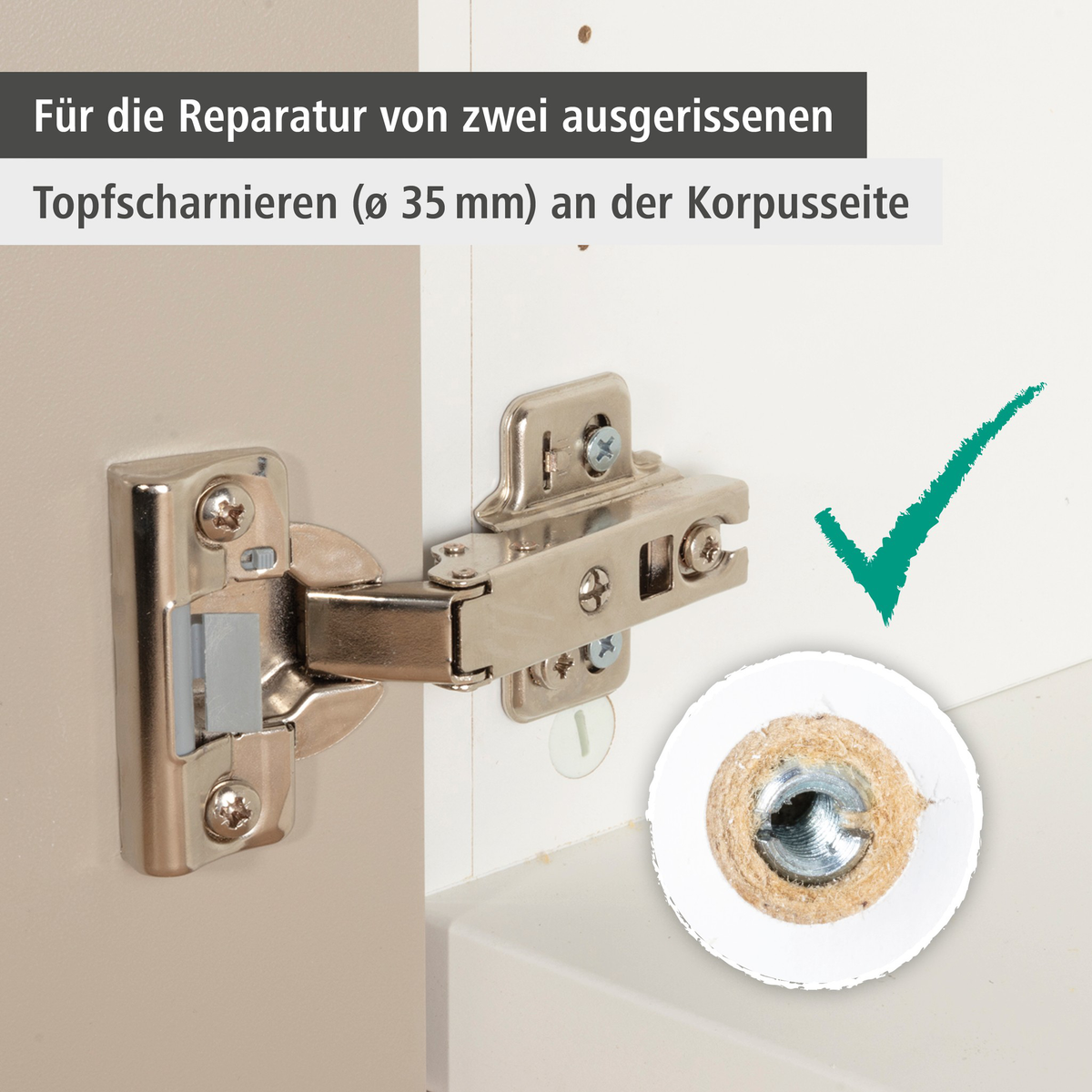 Repair Set for Cup Hinge – Cabinet Side, 11 Pcs. (de)