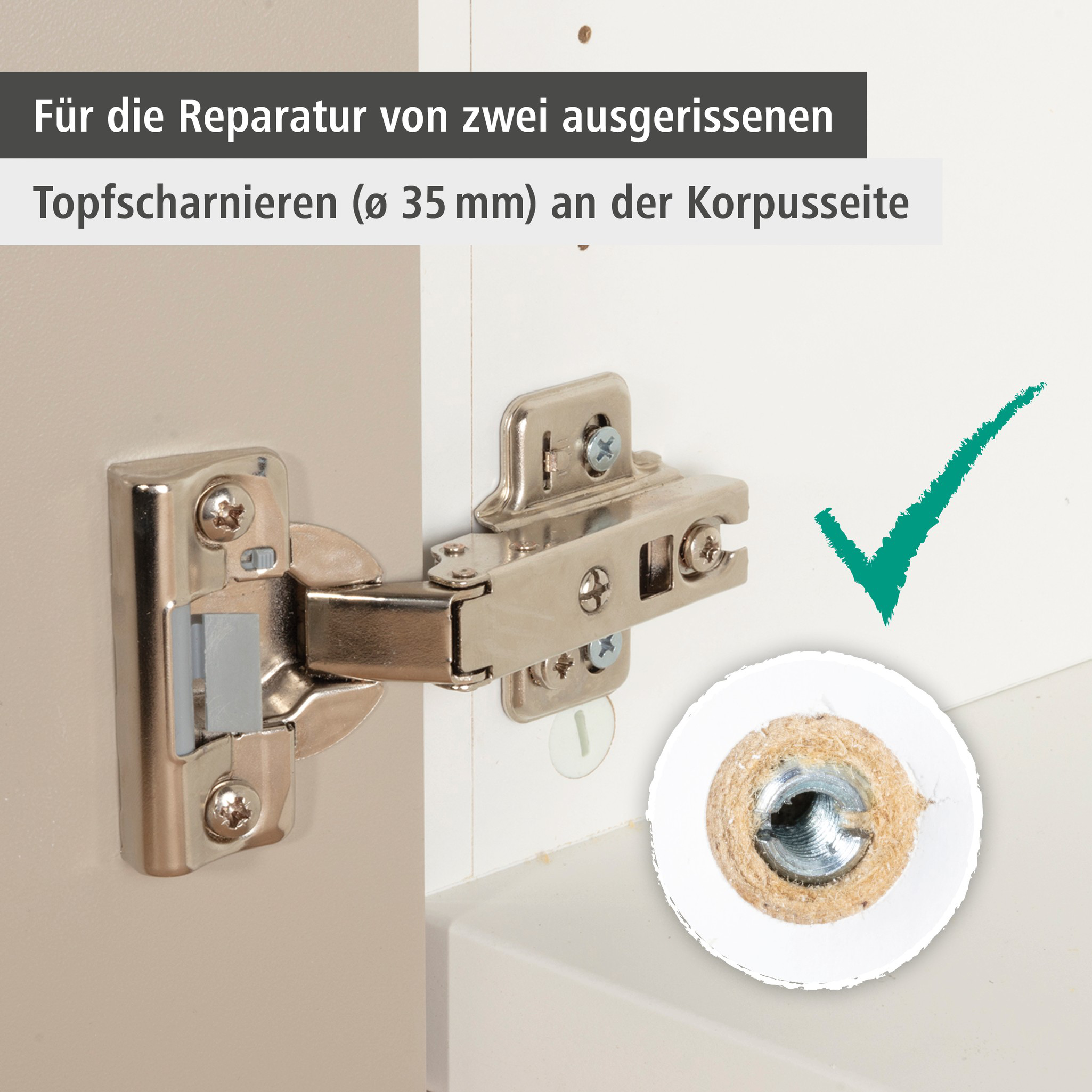 Repair Set for Cup Hinge – Cabinet Side, 11 Pcs. (de)