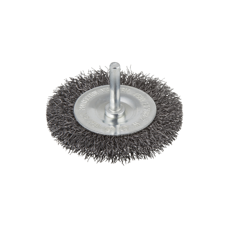 Steel Wire Wheel Brush, Ø 75 mm, Round Shank