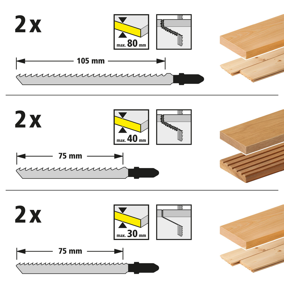 Jigsaw Blade Set, T-Shank, 12 Pcs.