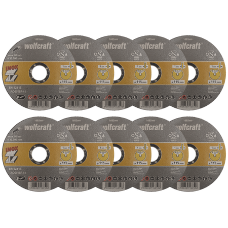 10 Cutting Discs for Stainless Steel, INOX Ø115 mm, extra thin