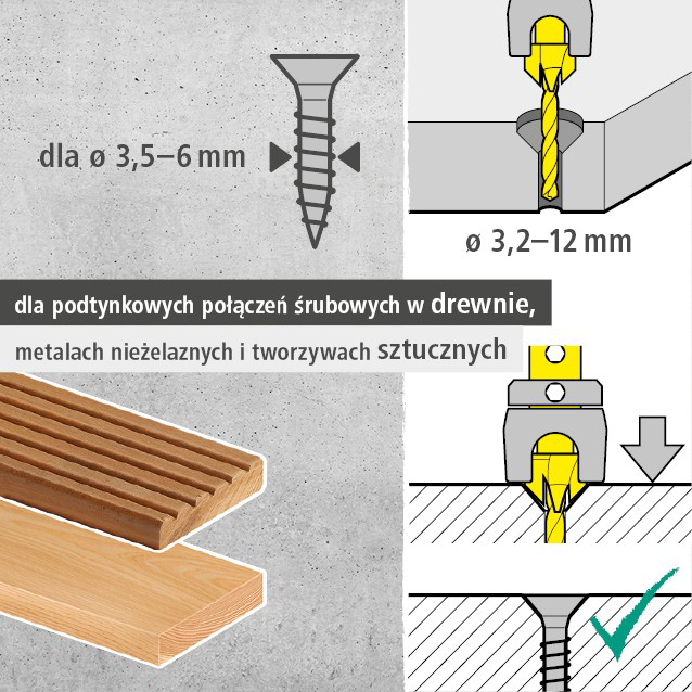 Screw Starter With Countersink and Depth Stop, Ø 4–5 mm (pl)
