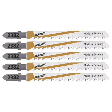 5 HCS Jigsaw Blades, T-shank, wood and acrylic glass, clean cut