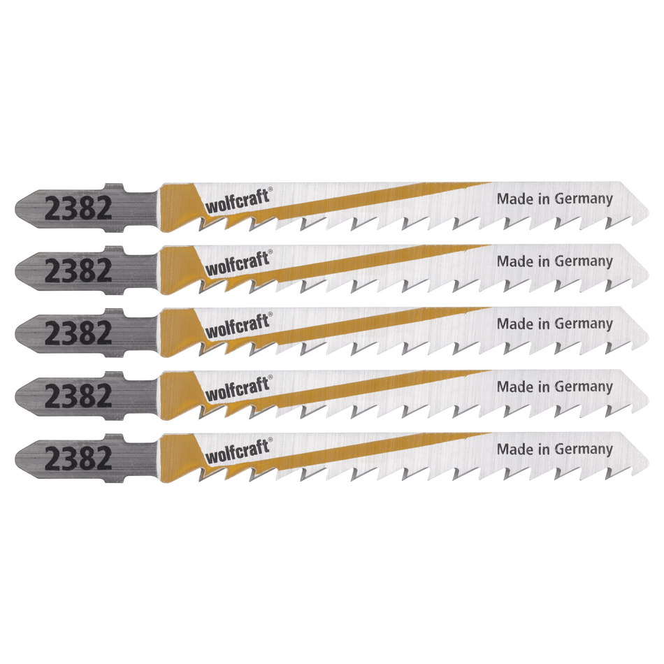5 HCS Jigsaw Blades, T-shank, wood and acrylic glass, clean cut