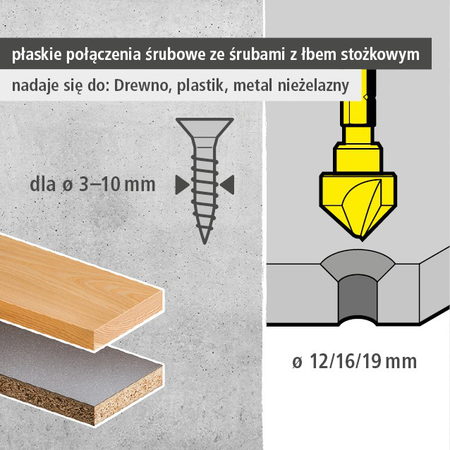 Tool Steel Countersink Set 3 Pcs., Hexagon Shank (pl)